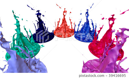 paints dance on white background. Simulation of 3d paints dance on white background. Simulation of 3d 39416695