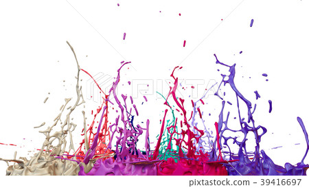 paints dance on white background. Simulation of 3d paints dance on white background. Simulation of 3d 39416697