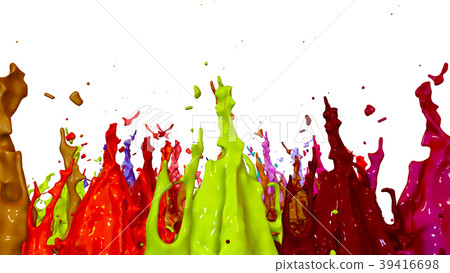 paints dance on white background. Simulation of 3d paints dance on white background. Simulation of 3d 39416698