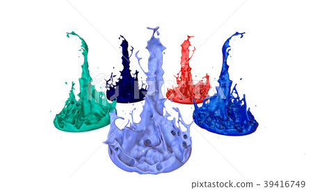 paints dance on white background. Simulation of 3d paints dance on white background. Simulation of 3d 39416749