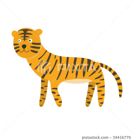 Cute cartoon orange black striped smiling tiger Cute cartoon orange black striped smiling tiger 39416770