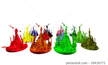 paints dance on white background. Simulation of 3d paints dance on white background. Simulation of 3d 39416771