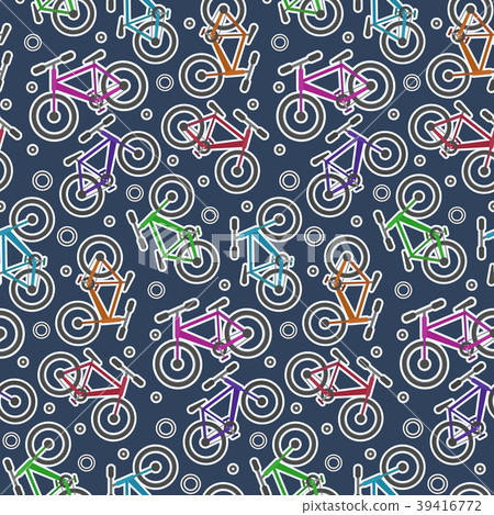 Colorful bicycle stickers on dark blue pattern Colorful bicycle stickers on dark blue pattern 39416772