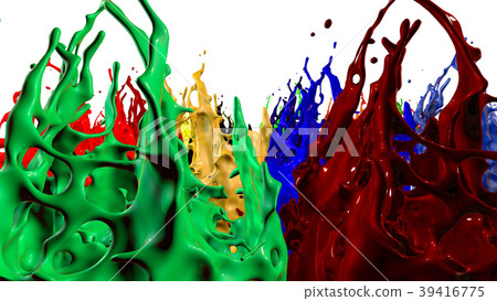 paints dance on white background. Simulation of 3d paints dance on white background. Simulation of 3d 39416775