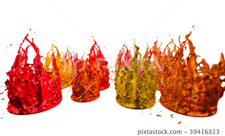 paints dance on white background. Simulation of 3d paints dance on white background. Simulation of 3d 39416813
