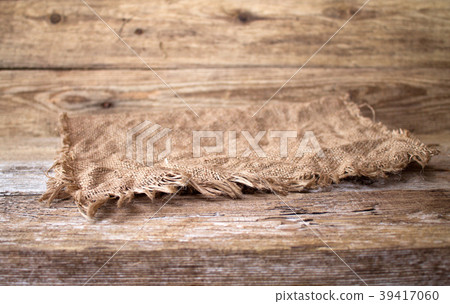 Sackcloth on vintage wooden kitchen table Sackcloth on vintage wooden kitchen table 39417060