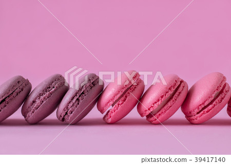 Pink and purple macaroons on pink Pink and purple macaroons on pink 39417140
