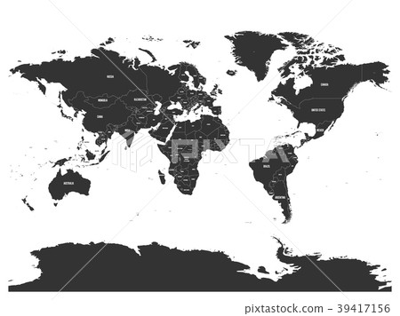 Horizontally flipped political map of World 39417156