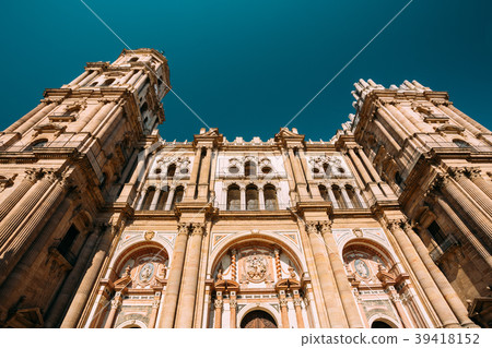 Malaga, Spain. Facade Wall Of Bell Tower Of The 39418152