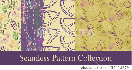 Herbs and medicinal plants seamless patterns 39418279