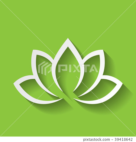 Lotus flower icon on green gradient background Lotus flower icon on green gradient background 39418642