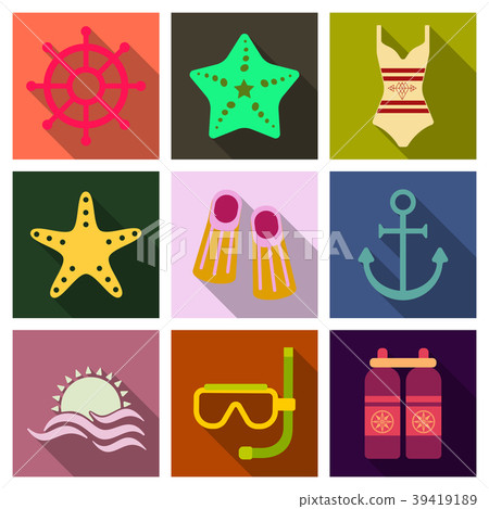Set of cute summer icons. Bright summertime poster - Stock Illustration ...