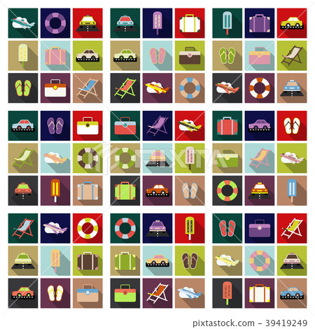 Flat icons set with long shadow effect of - Stock Illustration ...