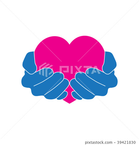 Hands holding pink heart with love and care Hands holding pink heart with love and care 39421830