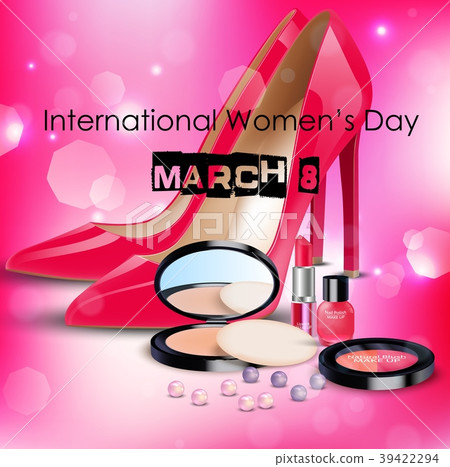 Happy Women's Day background with ladies shoe  Happy Women's Day background with ladies shoe  39422294