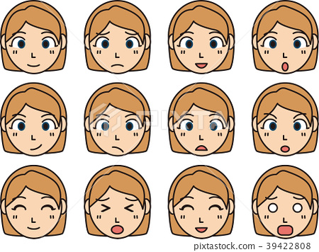 Blonde woman cartoon style eyebrow set - Stock Illustration [39422808 ...