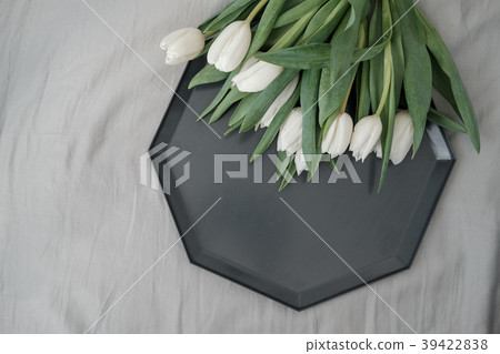 White tulips on a tray White tulips on a tray 39422838