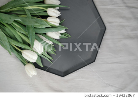 White tulips on a tray 39422867