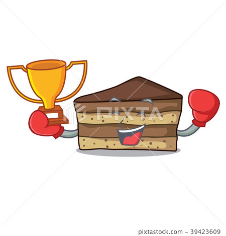Boxing winner tiramisu mascot cartoon style Boxing winner tiramisu mascot cartoon style 39423609