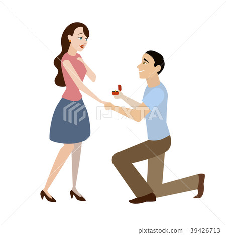 Cartoon Offer of Marriage Man and Woman. Vector Cartoon Offer of Marriage Man and Woman. Vector 39426713