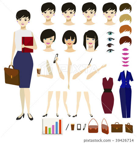 Cartoon Woman Constructor Set. Vector 39426714