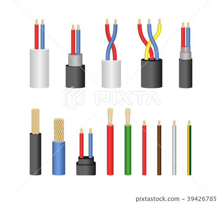 Realistic Detailed 3d Electrical Cable Set. Vector 39426785