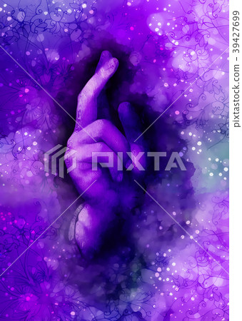 Hand of Jesus Christ in symbolic gesture. Detail 39427699
