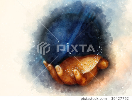 Hand holding crystal ball. Detail from my own 39427762