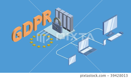 GDPR concept isometric illustration. General Data - Stock Illustration ...