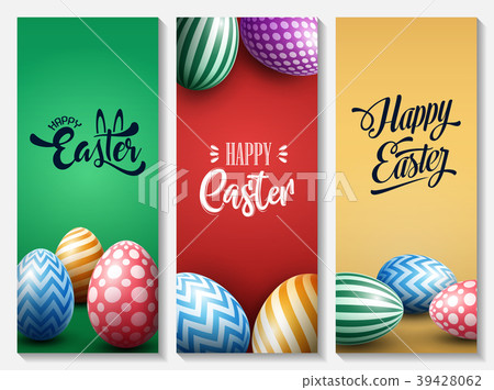 Collection of Easter banners with decorated Easter 39428062