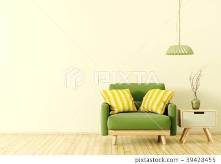 Interior With Armchair And Side Table 3d Rendering Stock Armchair And Side Table 3d Rendering