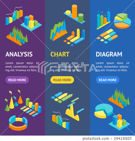 Charts and Graphs Banner Vecrtical Set 3d 39428805