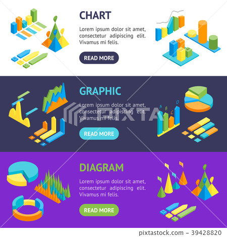 Charts and Graphs Banner Horizontal Set 3d Charts and Graphs Banner Horizontal Set 3d 39428820