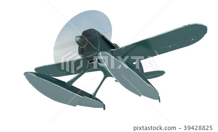 Blue seaplane. 3D render 39428825