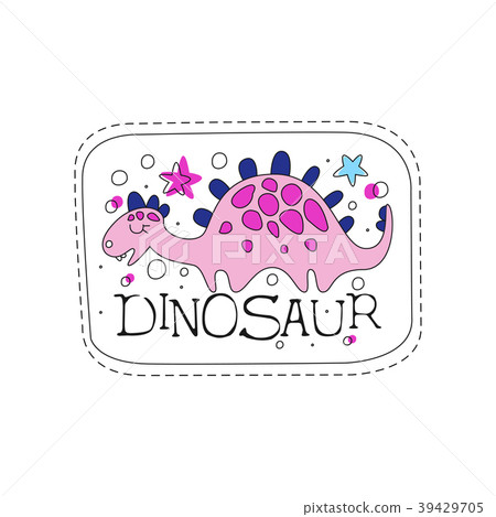Dinosaur patch badge, cute cartoon pink animal 39429705