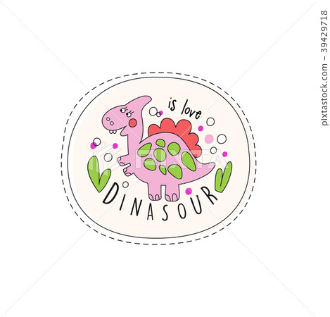Dinosaur is love patch badge, cute cartoon pink Dinosaur is love patch badge, cute cartoon pink 39429718