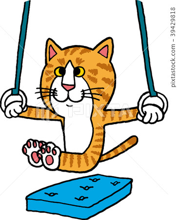 Cat doing gymnastics (hanging wheel) 39429818