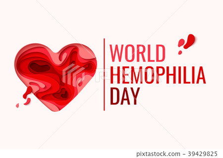 World Hemophilia Day - red paper cut blood heart 39429825