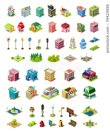 Isometric vector icons set for city constructor 39429898