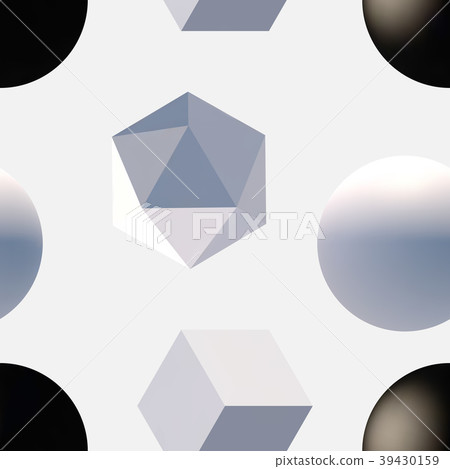 Pattern with 3d shapes. 39430159