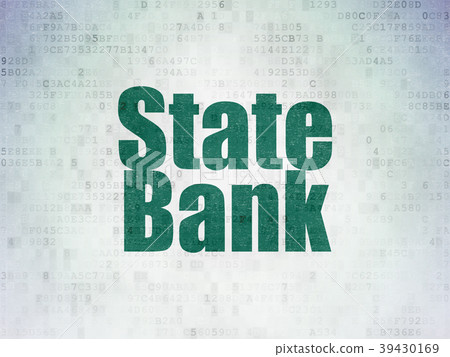 Currency concept: State Bank on Digital Data Paper Currency concept: State Bank on Digital Data Paper 39430169