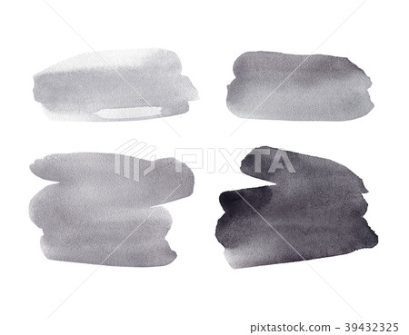 Watercolor black and gray brushstroke set 39432325