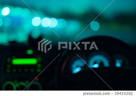 Night road view from inside car natural light blue Night road view from inside car natural light blue 39433292