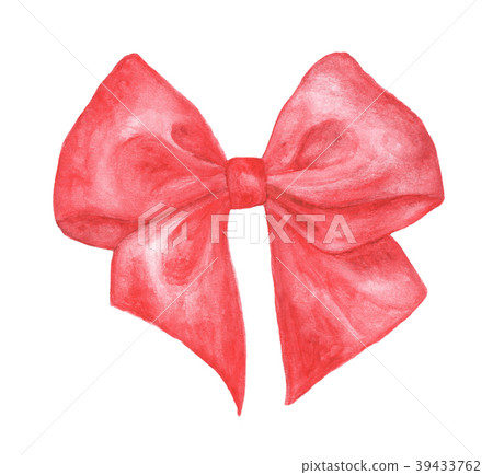 Red gift bow on white. Watercolor sketch Red gift bow on white. Watercolor sketch 39433762