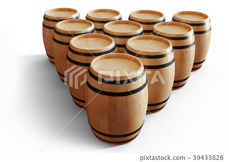 3D Illustration wooden barrels wine isolated on 3D Illustration wooden barrels wine isolated on 39433826