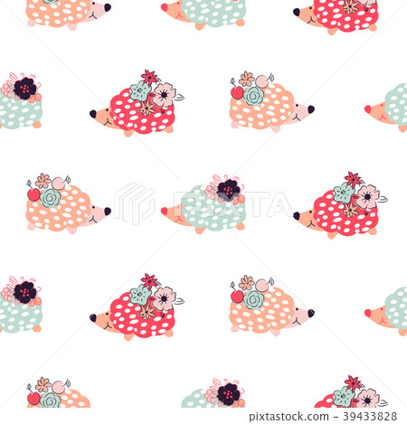 Hedgehogs seamless vector pattern. Hedgehogs seamless vector pattern. 39433828