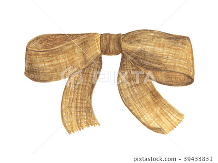 Burlap bow and ribbon. Watercolor illustration Burlap bow and ribbon. Watercolor illustration 39433831