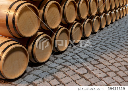 3D Illustration background wooden barrels wine 3D Illustration background wooden barrels wine 39433839