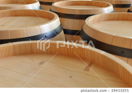 3D Illustration background wooden barrels wine 3D Illustration background wooden barrels wine 39433855
