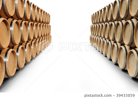 3D Illustration wooden barrels wine isolated on 3D Illustration wooden barrels wine isolated on 39433859